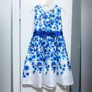 George Blue and White Floral Girls Dress- Size 8